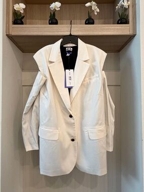 Women's White Tailored Blazer Coat - Unbranded